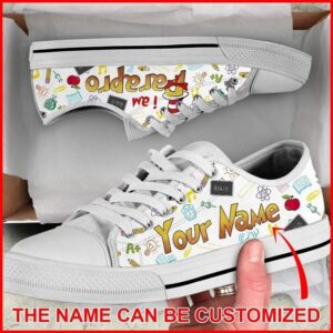 Teacher Parapro School Pattern Personalized Canvas Low Top Shoes Low Top Designer Shoes Low Top Sneakers 2 wrjplf.jpg