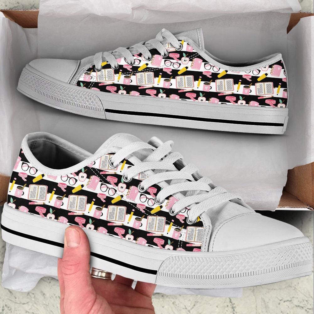 Teacher Pattern Shoes School Supplies Low Top Shoes, Low Top Designer Shoes, Low Top Sneakers