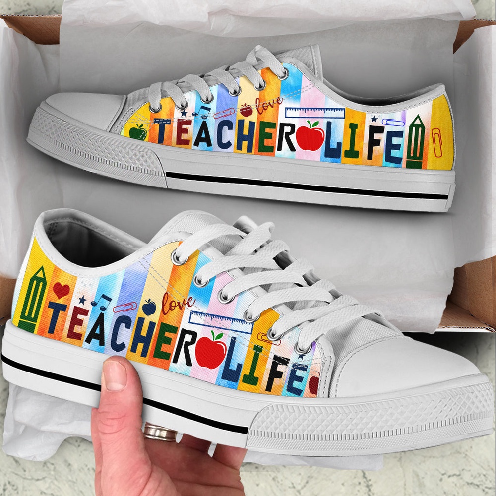 Teacher Pattern Stripe Color Low Top Shoes, Low Top Designer Shoes, Low Top Sneakers Teacher Pattern Stripe Color Low Top Shoes, Low Top Designer Shoes, Low Top Sneakers
