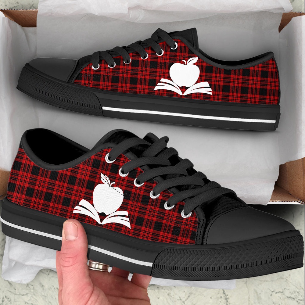 Teacher Shoes Plaid Christmas Low Top Shoes, Low Top Designer Shoes, Low Top Sneakers