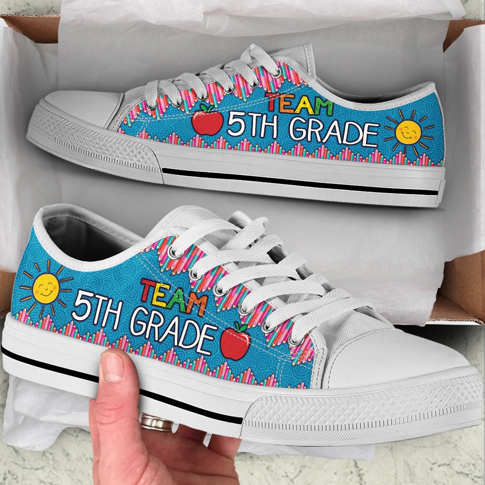 Team 5th Grade Crayon Zig Zag Low Top Shoes, Low Top Designer Shoes, Low Top Sneakers