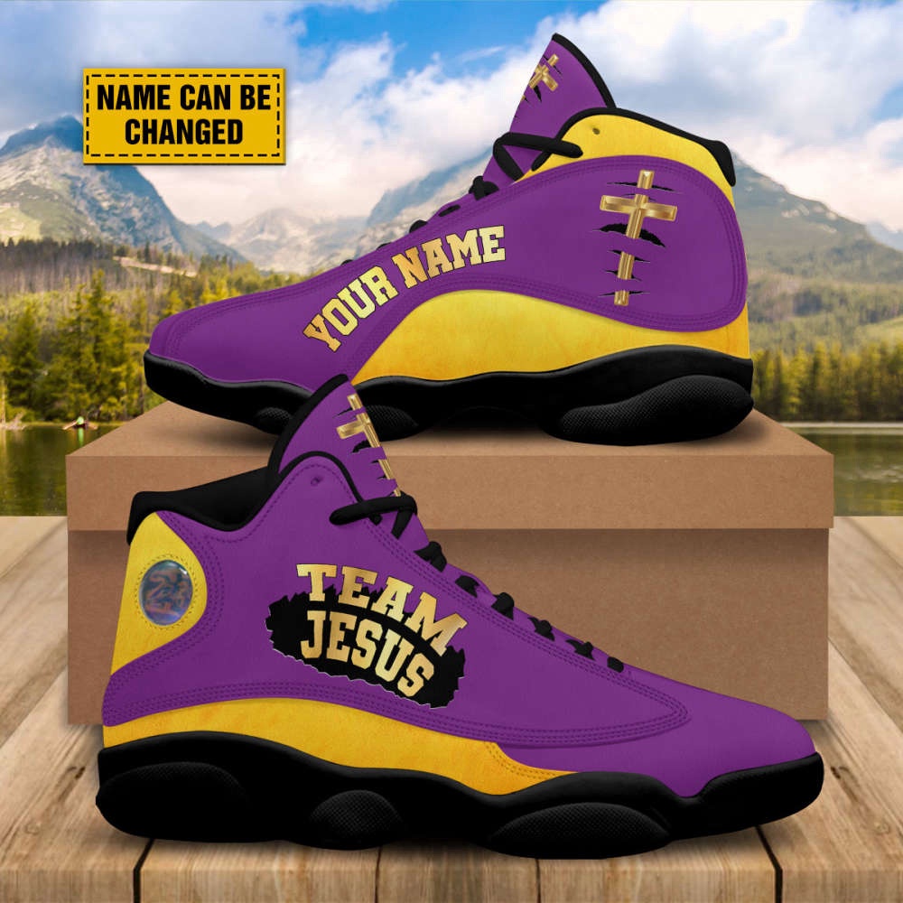 Team Jesus Customized Purple Jesus Basketball Shoes With Thick Soles, Christian Basketball Shoes, Basketball Shoes 2024