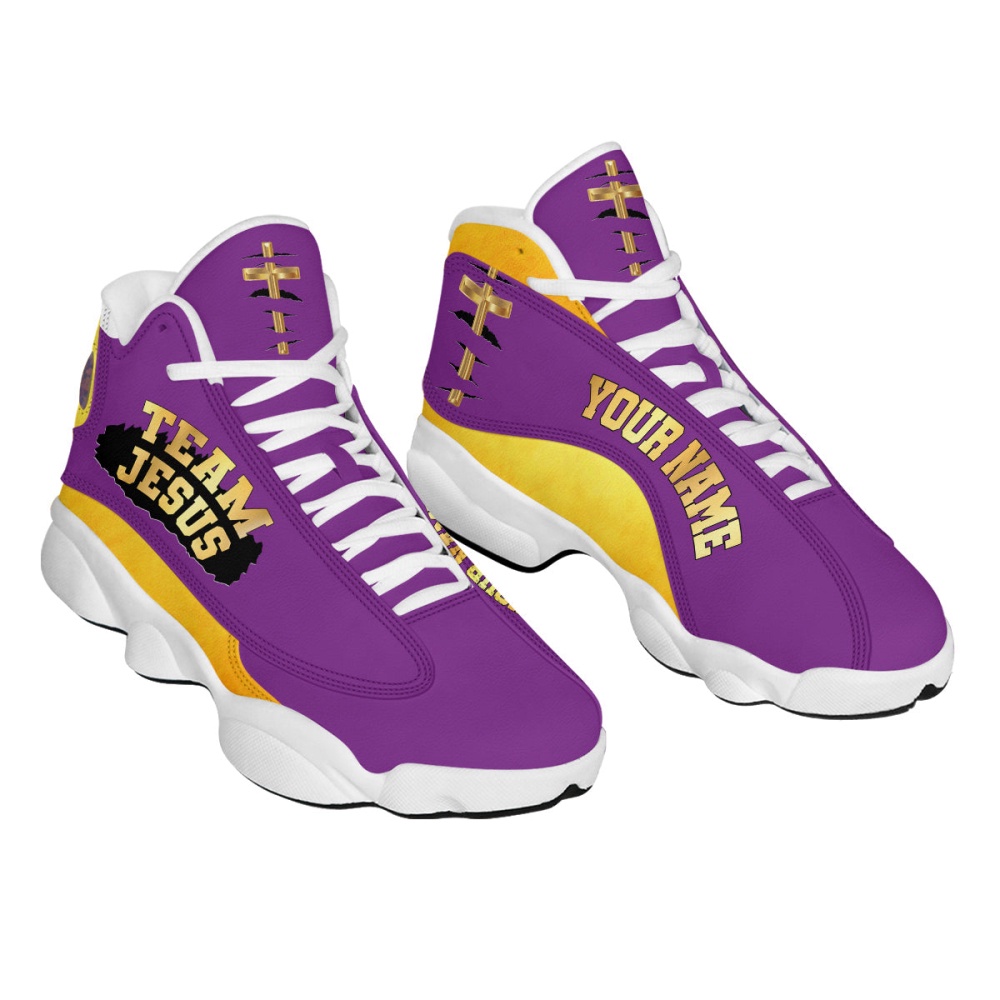 Team Jesus Customized Purple Jesus Basketball Shoes With Thick Soles, Christian Basketball Shoes, Basketball Shoes 2024