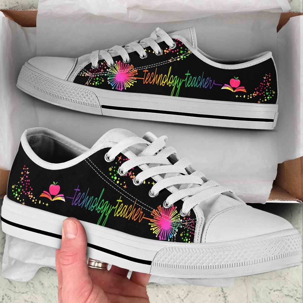 Technology Teacher Shoes Dandelion Art Color Low Top Shoes, Low Top Designer Shoes, Low Top Sneakers