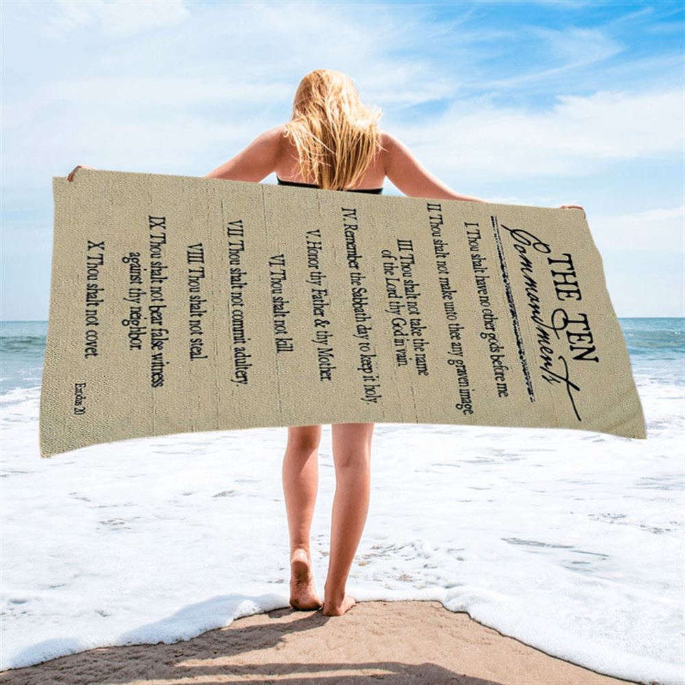 Ten Commandments Beach Towel, Christian Beach Towel, Christian Beach Towel, Beach Towel