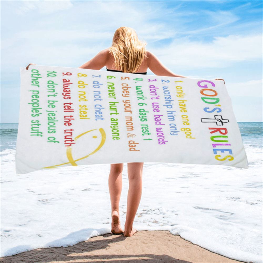 Ten Commandments Beach Towel For Kids, Gods Rules Beach Towel, Kids Beach Towel, Christian Beach Towel, Beach Towel