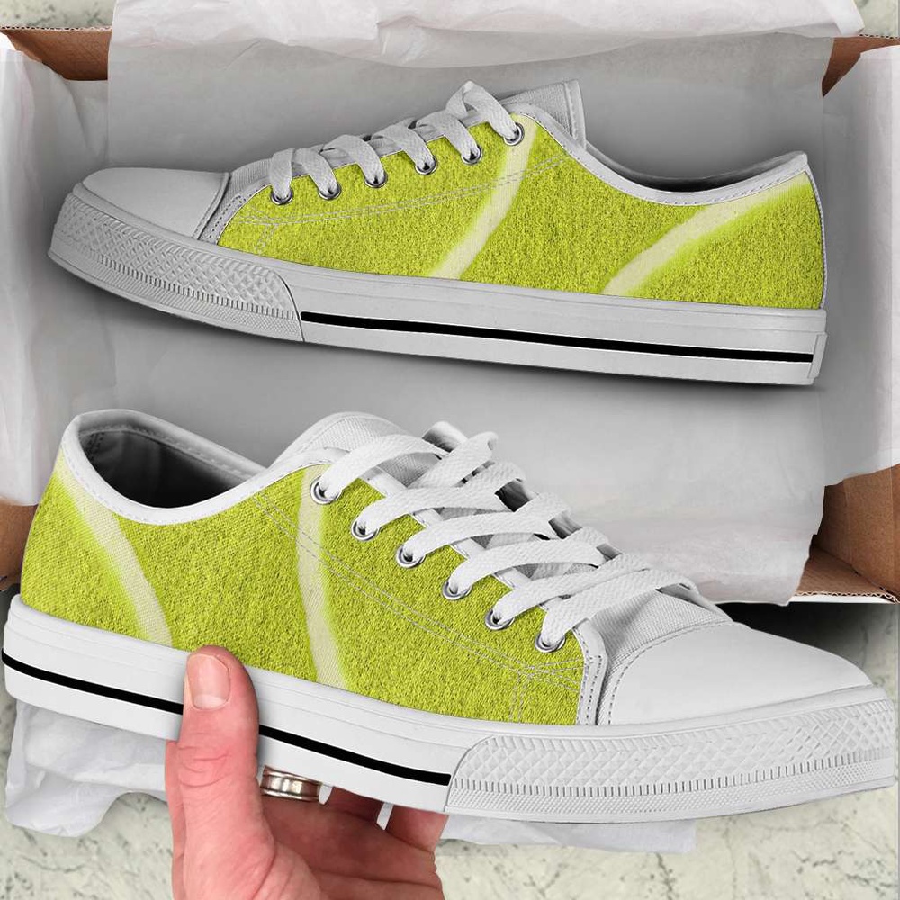 Tennis Ball Texture Pattern Shortcut Low Top Shoes, Low Top Designer Shoes, Low Top Sneakers