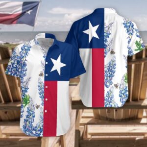 Texas Flag Bluebonnets Hawaiian Shirt Unisex Adult,&hellip;