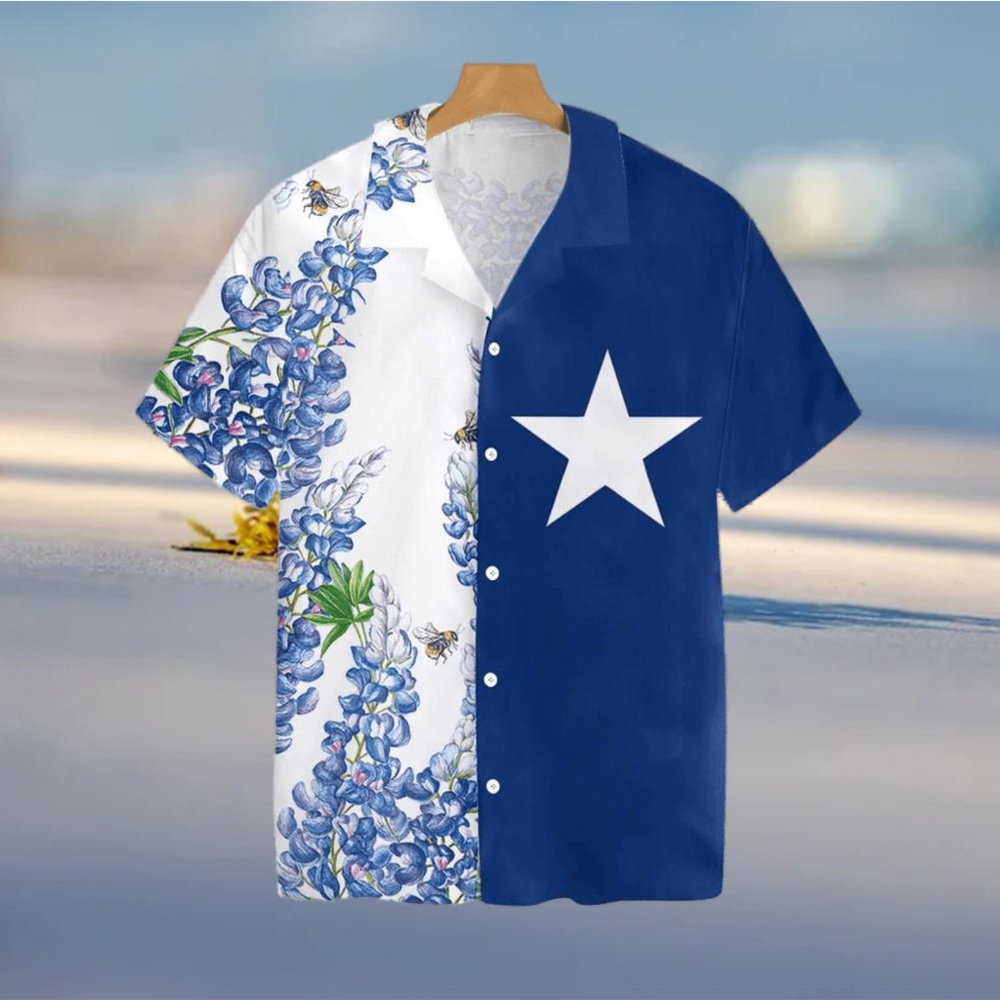 Texas Flag Bluebonnets Ver4 Tropical Hawaiian Shirt, Texas Hawaii Shirt, Texas Shirt
