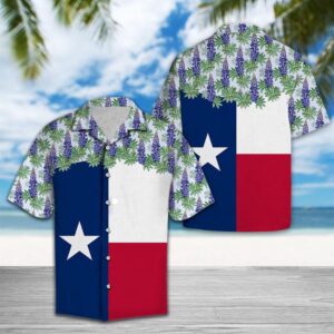 Texas Hawaiian Shirt, Texas Bluebonnet Flag Hawaiian&hellip;