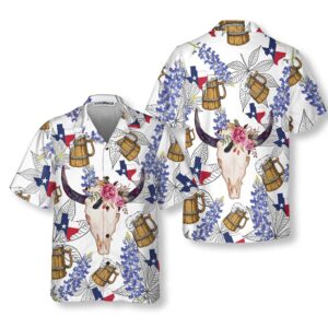 Texas Longhorn Bluebonnet Art Hawaiian Shirt, Texas&hellip;