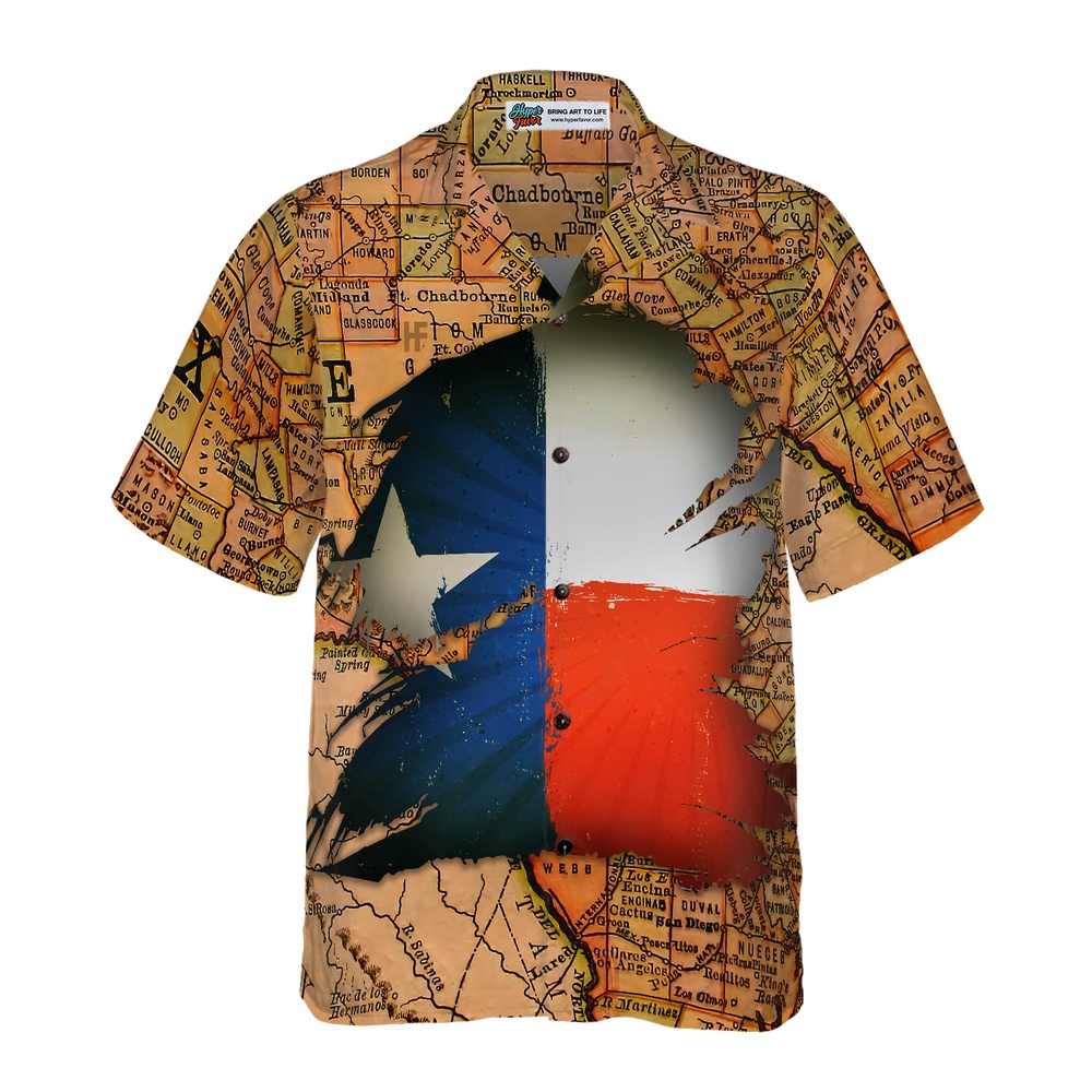 Texas Map Vintage Texas Hawaiian Shirt, Texas Hawaii Shirt, Texas Shirt