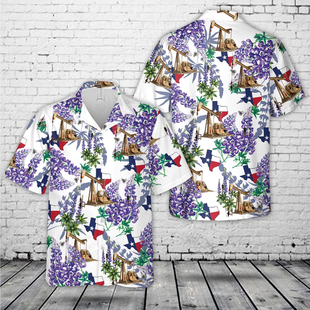Texas Oil Pipeline Pumpjack Hawaiian Shirt, Texas Hawaii Shirt, Texas Shirt