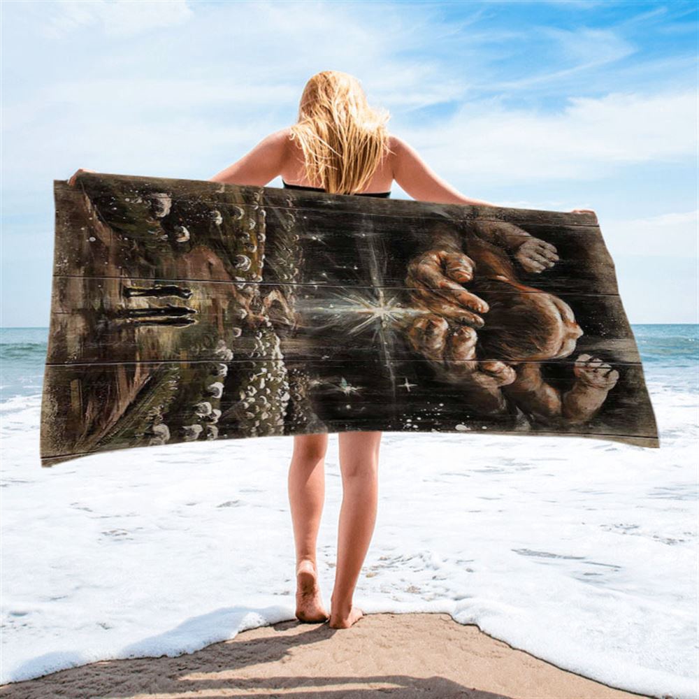 The Day He Was Born Jesus Beach Towel, Christian Beach Towel, Beach Towel