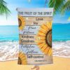 The Fruit Of The Spirit Sunflower Heart Shape Cross Beach Towel, Christian Beach Towel, Beach Towel