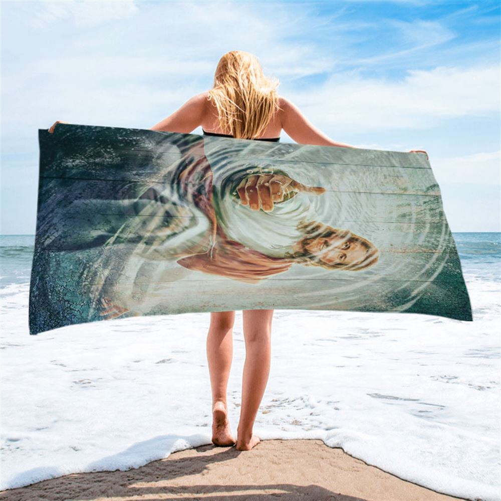 The Hand Of God Beach Towel, Take His Hand Through The Water Beach Towel, Christian Beach Towel, Beach Towel The Hand Of God Beach Towel, Take His Hand Through The Water Beach Towel, Christian Beach Towel, Beach Towel