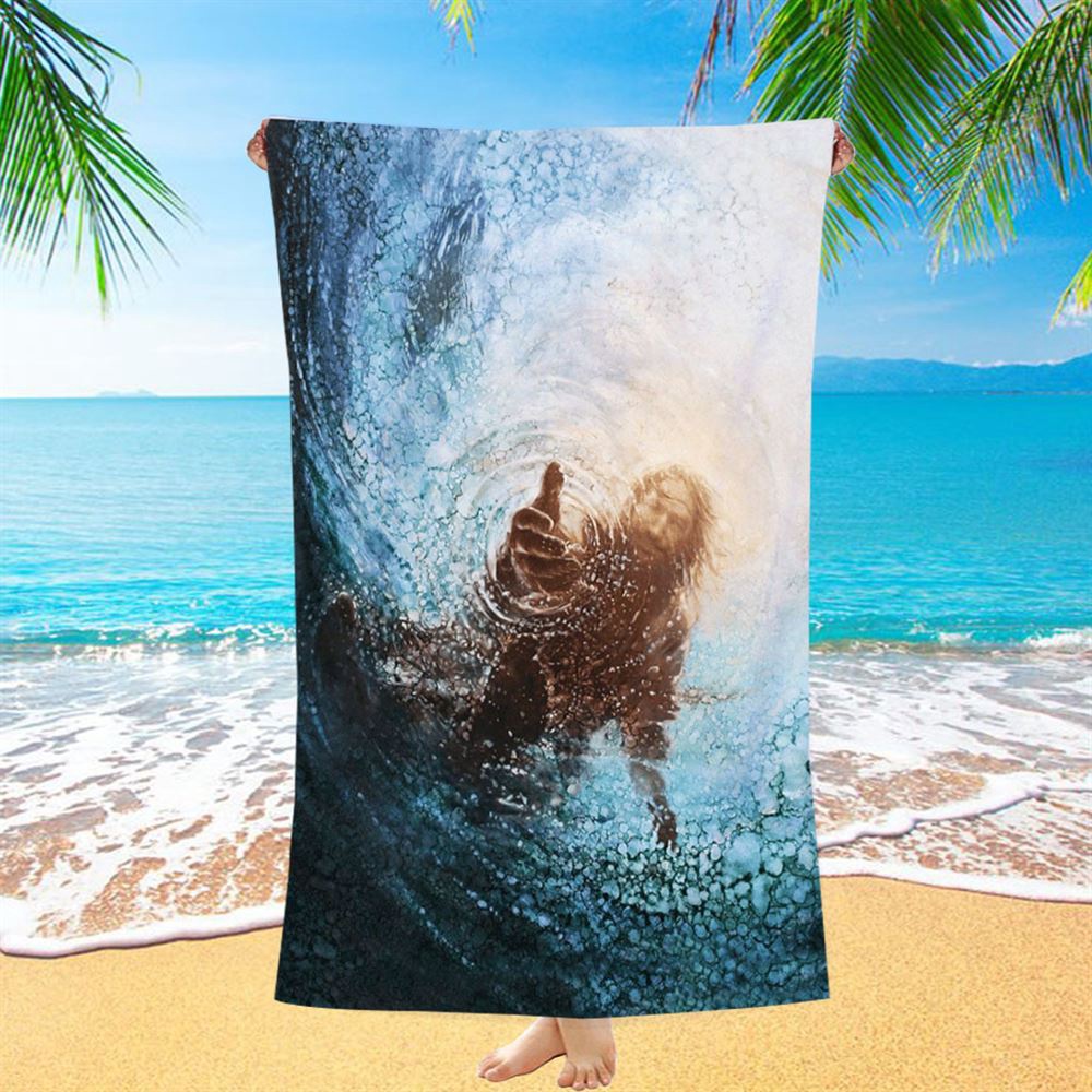 The Hand Of God In Water Beach Towel, Christian Beach Towel, Beach Towel