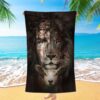 The King Lion Be Strong And Courageous Beach Towel, Christian Beach Towel, Beach Towel