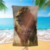The King Lion Lamb Cross Beach Towel, Christian Beach Towel, Beach Towel