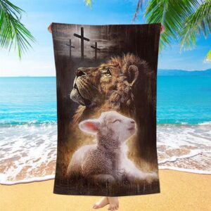 The King Lion Lamb Cross Beach Towel,&hellip;