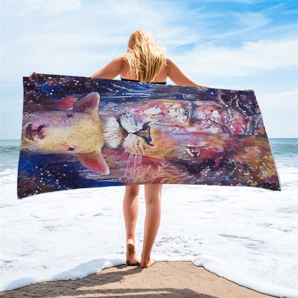 The Lamb With The Lion Beach Towel, Christian Beach Towel, Beach Towel