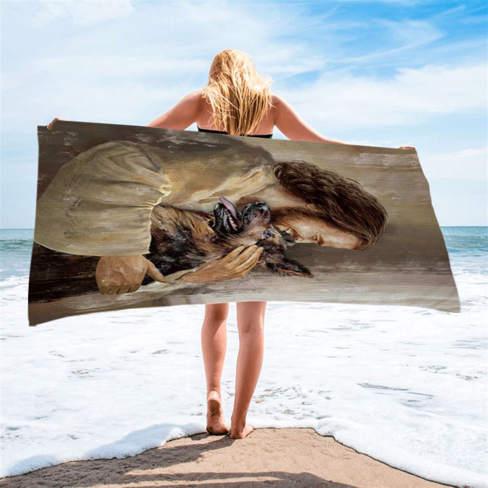 The Life Of Jesus German Shepherd Dog Dog Lover Beach Towel, Christian Beach Towel, Beach Towel The Life Of Jesus German Shepherd Dog Dog Lover Beach Towel, Christian Beach Towel, Beach Towel