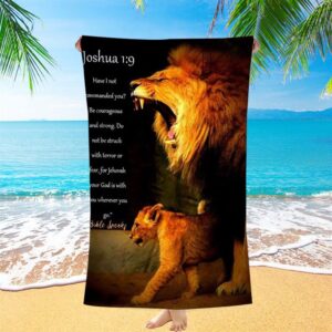 The Lion Joshua 1 9 Beach Towel,&hellip;