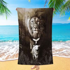 The Lion Lamb Dove Beach Towel, Christian&hellip;