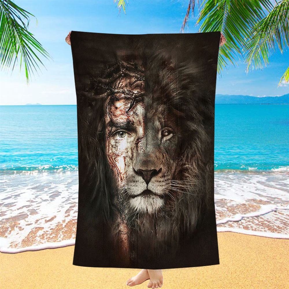 The Lion Of Judah The Perfect Combination Beach Towel, Christian Beach Towel, Beach Towel