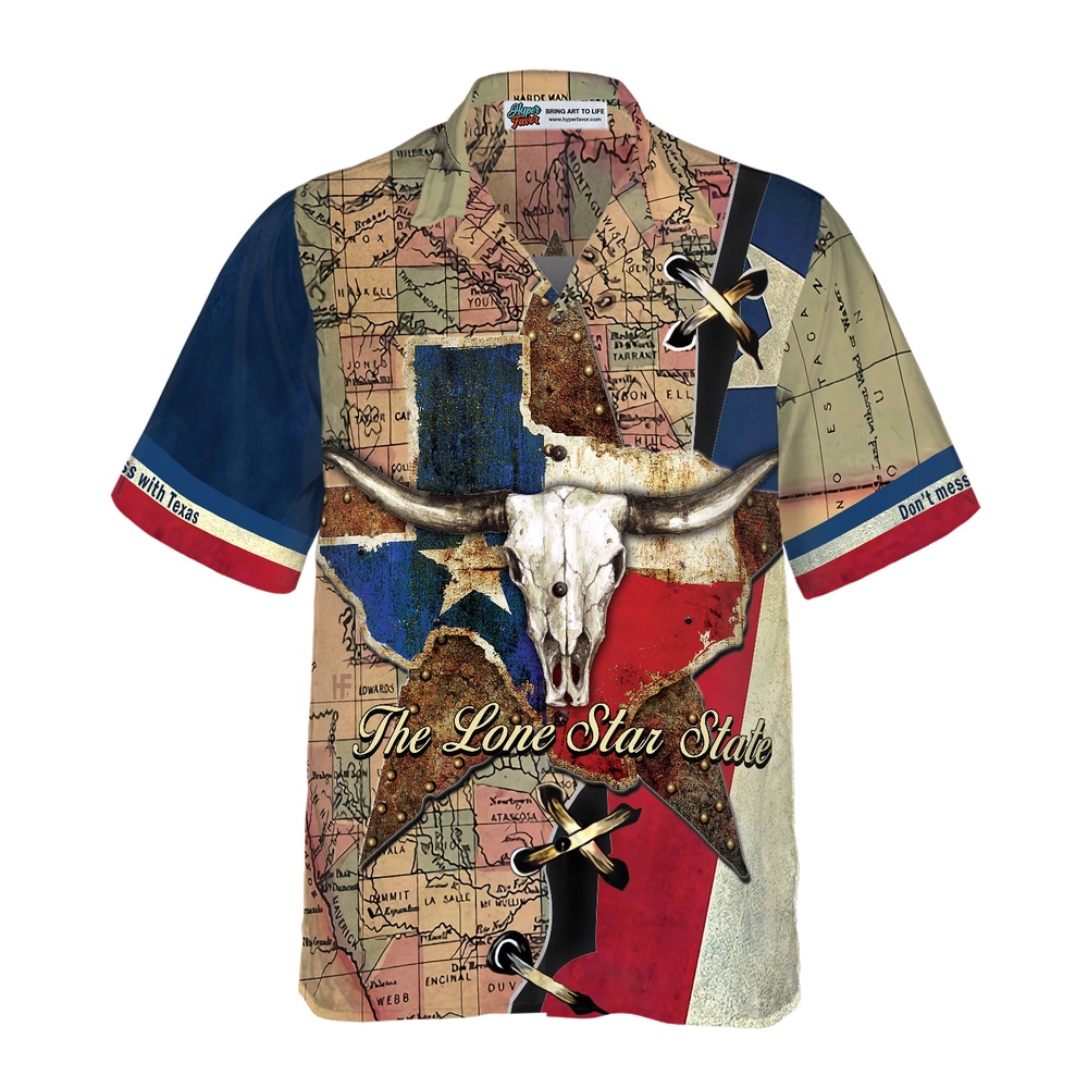 The Lone Star State Map Pattern Texas Longhorns Hawaiian Shirt, Texas Hawaii Shirt, Texas Shirt The Lone Star State Map Pattern Texas Longhorns Hawaiian Shirt, Texas Hawaii Shirt, Texas Shirt