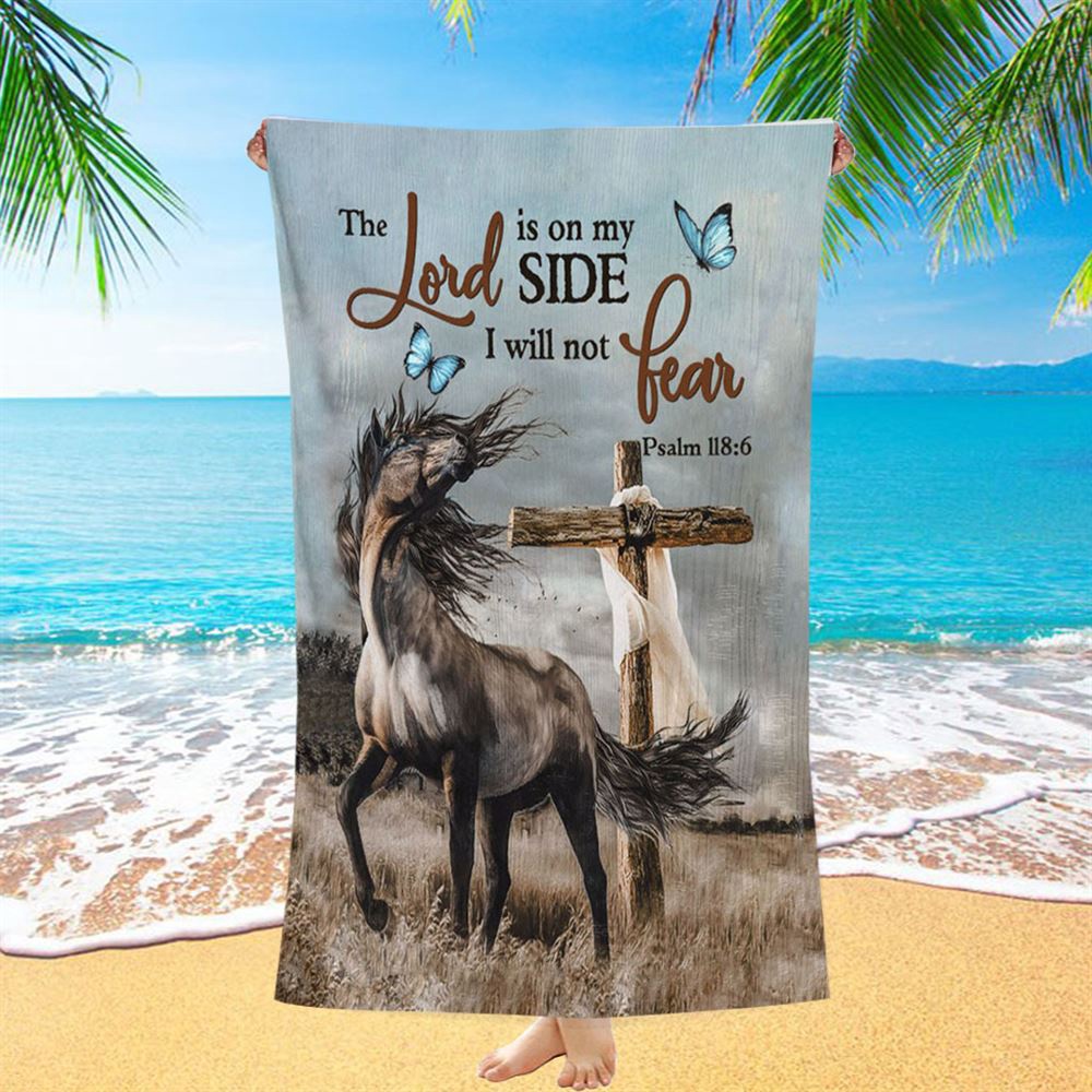 The Lord Is On My Side Horse Cross Beach Towel, Christian Beach Towel, Beach Towel