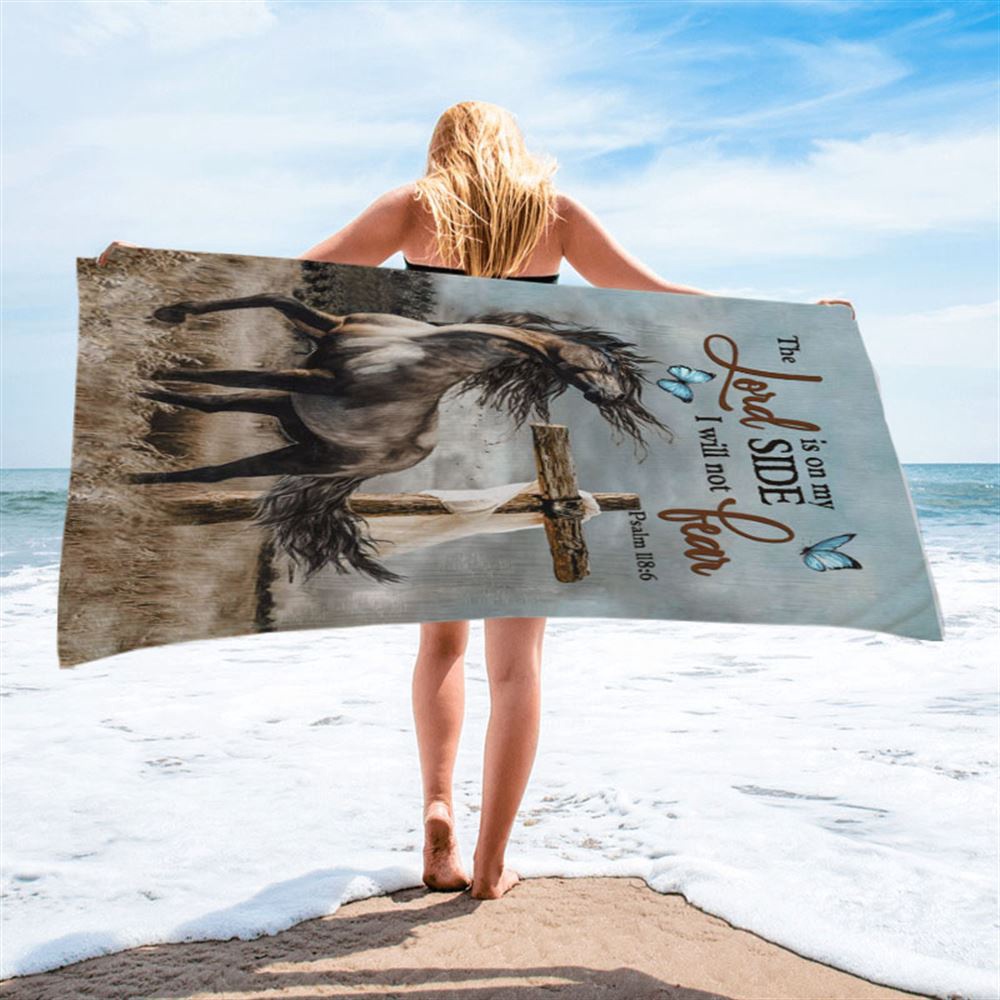 The Lord Is On My Side Horse Cross Beach Towel, Christian Beach Towel, Beach Towel
