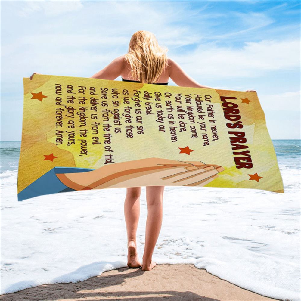The Lord’s Prayer Kid’s Scripture Beach Towel Print, Christian Beach Towel, Beach Towel