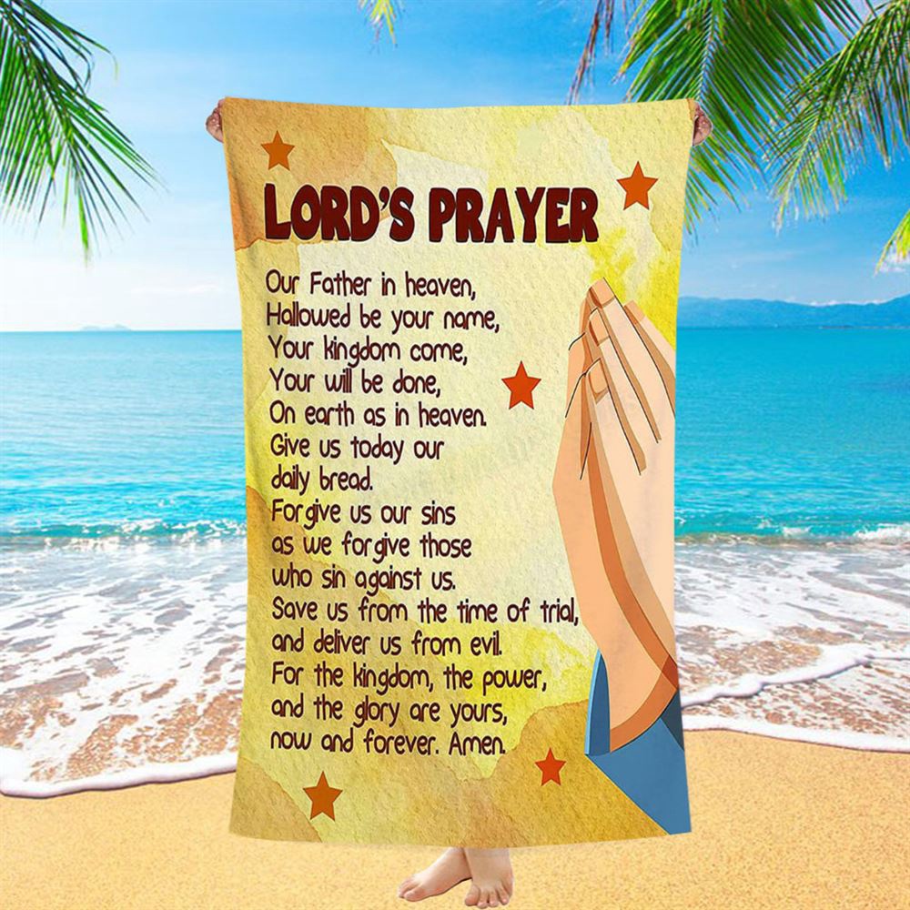 The Lord’s Prayer Kid’s Scripture Beach Towel Print, Christian Beach Towel, Beach Towel