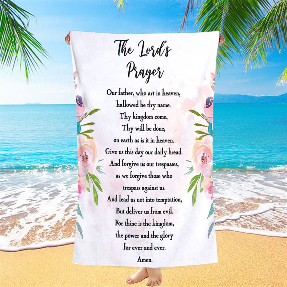 The Lords Prayer Beach Towel, Gift For Women, Pastor, Christian Beach Towel, Beach Towel