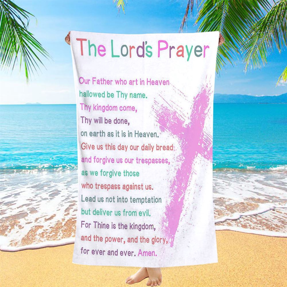 The Lords Prayer Bible Verse Beach Towel, Christian Gifts For Toddler Or Baby Boys Bedroom, Christian Beach Towel