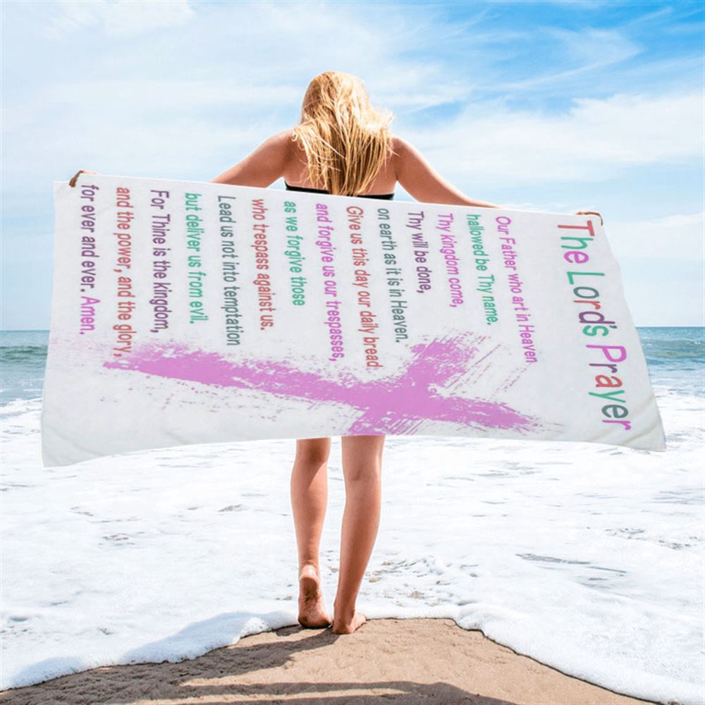 The Lords Prayer Bible Verse Beach Towel, Christian Gifts For Toddler Or Baby Boys Bedroom, Christian Beach Towel