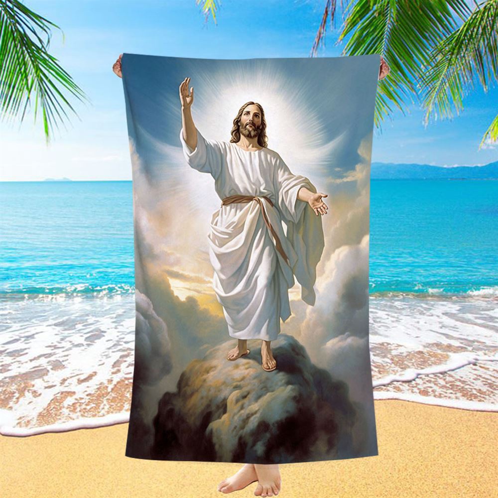 The Picture Of Jesus Creation Beach Towel, Christian Beach Towel, Beach Towel The Picture Of Jesus Creation Beach Towel, Christian Beach Towel, Beach Towel