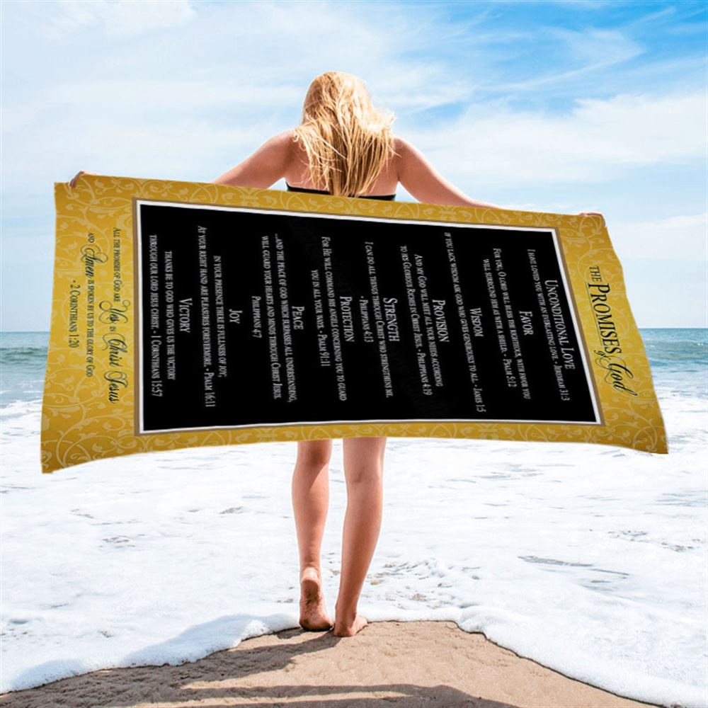 The Promises Of God Beach Towel, 2 Corinthians 1 20, Christian Beach Towel, Beach Towel