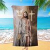 The Rugged Cross And Amazing Lion Beach Towel, Christian Beach Towel, Beach Towel The Rugged Cross And Amazing Lion Beach Towel, Christian Beach Towel, Beach Towel