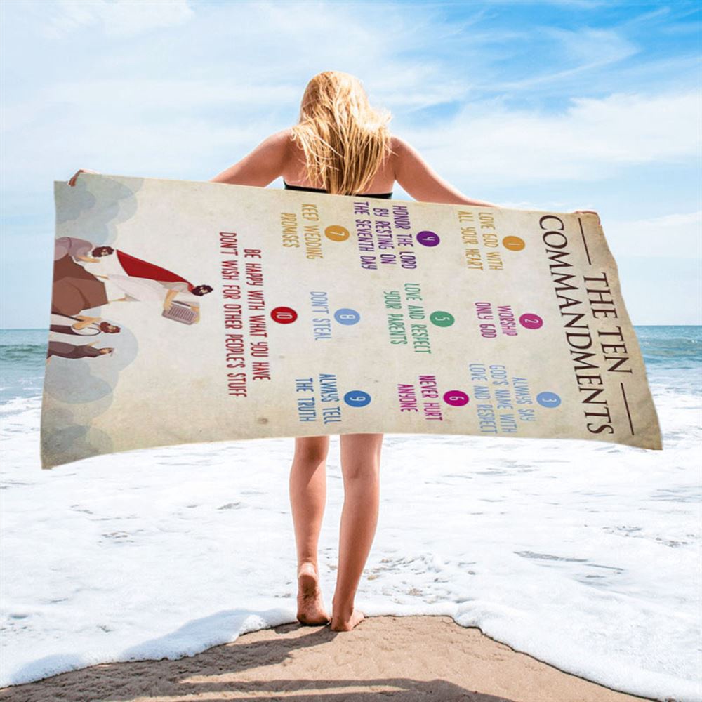 The Ten Commandment Beach Towel, Christian Beach Towel, Beach Towel