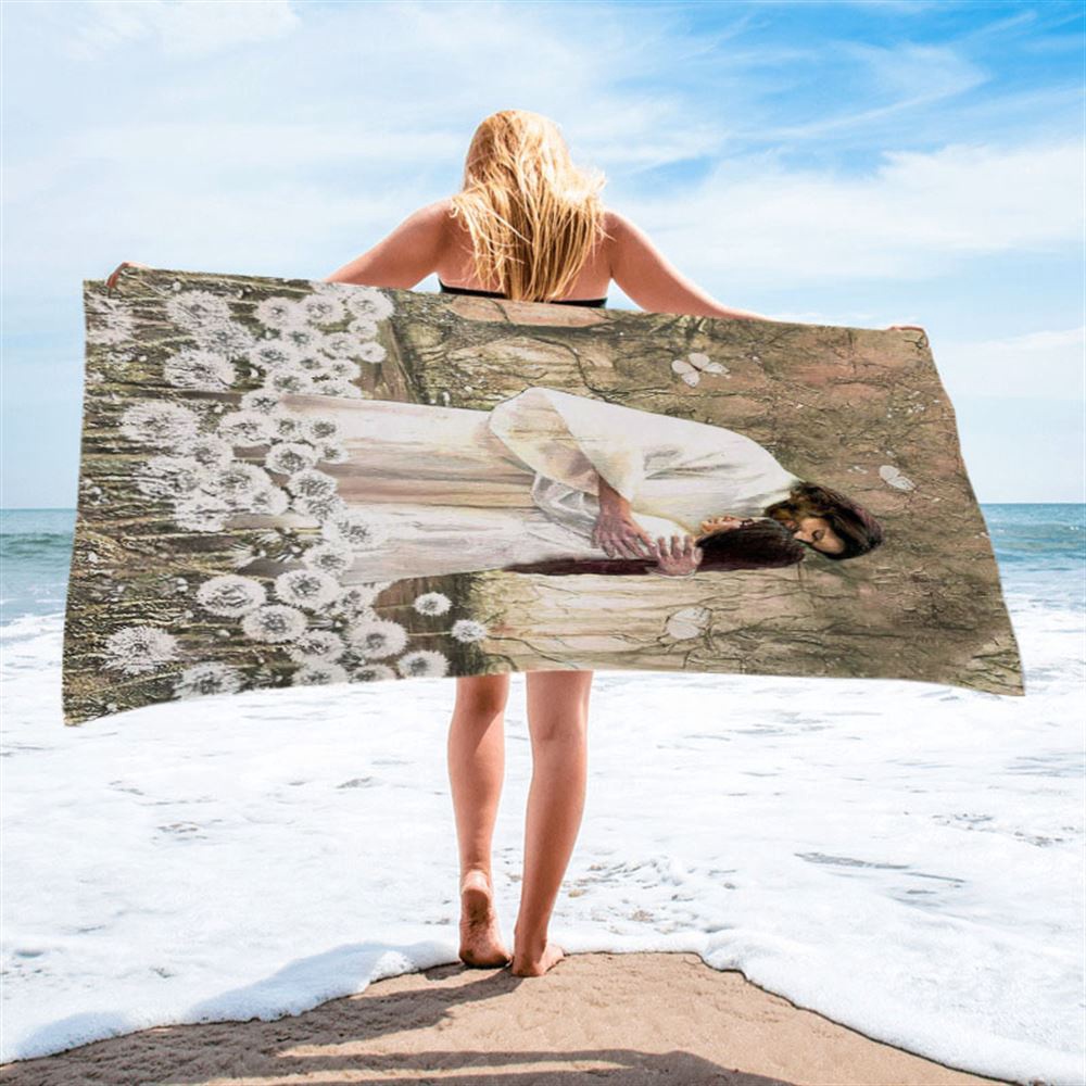 The World In His Arm Dandelion Field Beach Towel, Christian Beach Towel, Beach Towel The World In His Arm Dandelion Field Beach Towel, Christian Beach Towel, Beach Towel