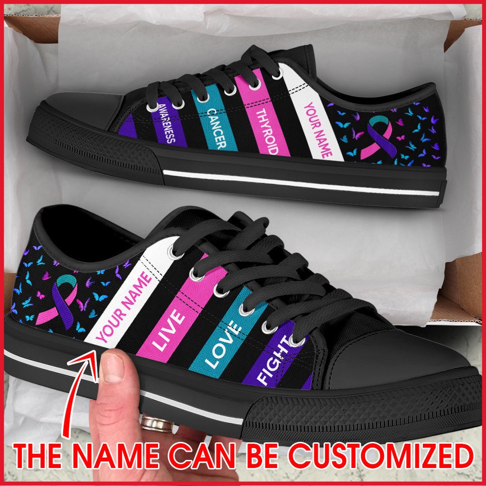 Thyroid Cancer Shoes Plaid Low Top Shoes, Low Top Designer Shoes, Low Top Sneakers