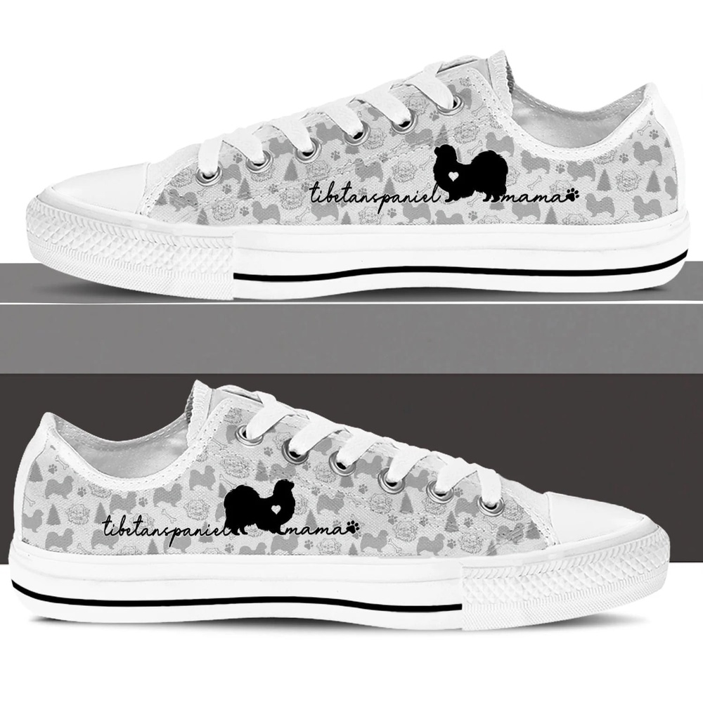 Tibetan Spaniel Low Top Shoes, Dog Memorial Gift, Designer Low Top Shoes, Low Top Sneakers