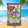 Today I Choose Joy Blue Butterfly Sunflower Beach Towel, Christian Beach Towel, Beach Towel