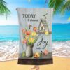 Today I Choose Joy Cow Mint Window Butterfly Beach Towel, Christian Beach Towel, Beach Towel