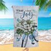 Today I Choose Joy Daisy Flower Butterfly Beach Towel, Christian Beach Towel, Beach Towel