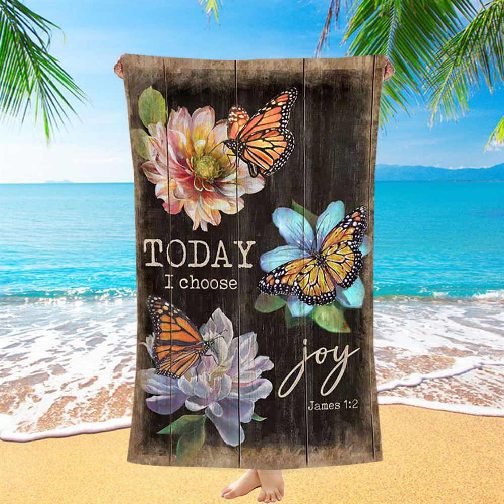 Today I Choose Joy Orange Butterfly Beach Towel, Christian Beach Towel, Beach Towel Today I Choose Joy Orange Butterfly Beach Towel, Christian Beach Towel, Beach Towel