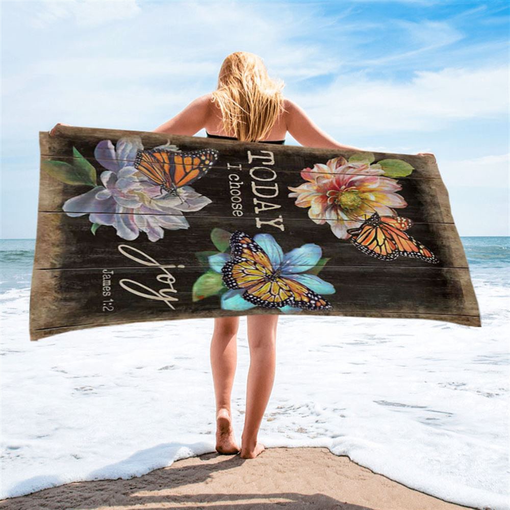 Today I Choose Joy Orange Butterfly Beach Towel, Christian Beach Towel, Beach Towel Today I Choose Joy Orange Butterfly Beach Towel, Christian Beach Towel, Beach Towel