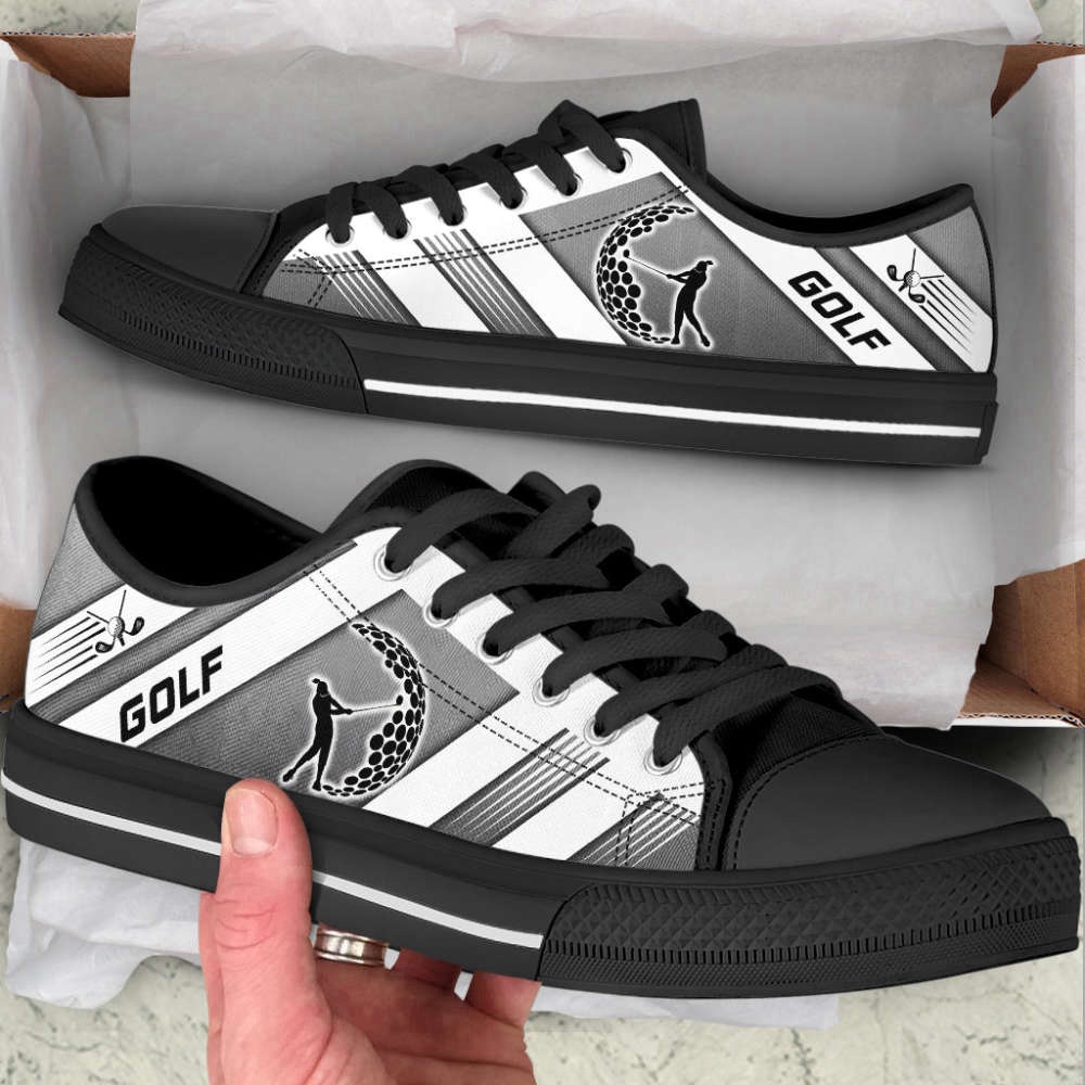 Trendy Golf Striped Low Top Canvas Print Shoes, Low Top Sneakers, Sneakers Low Top